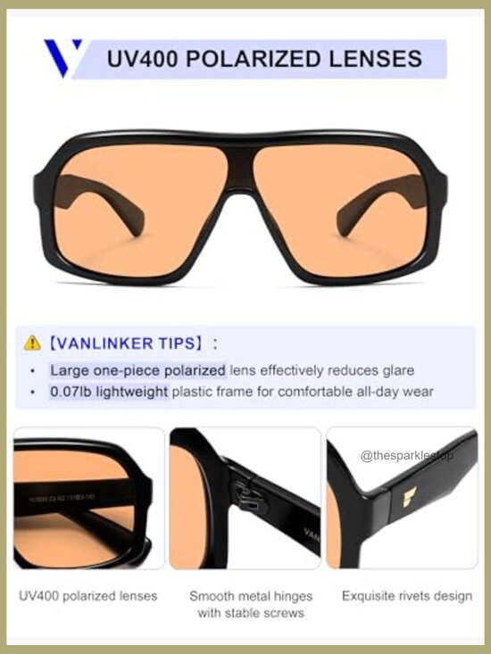 Oversized Square Aviator Polarized Sunglasses TAC Lens Unisex Large Shield main image 6